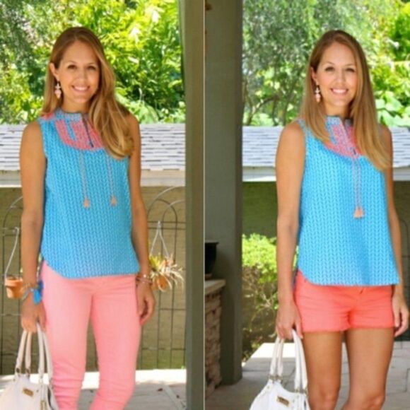 J. Crew Embroidered Tassel Top Blue Sleeveless - Picture 5 of 6